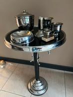 Art Deco Rooktafel Jaren 50 + Rookaccessoires, Ophalen, Gebruikt, Rond, Minder dan 50 cm
