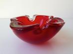 Glazen schaal helder en rood golvende rand Murano 3109-s, Ophalen of Verzenden
