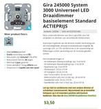 Gira 245000 System 3000 Universeel LED Draaidimmer, Doe-het-zelf en Verbouw, Elektra en Kabels, Ophalen of Verzenden, Nieuw, Overige typen