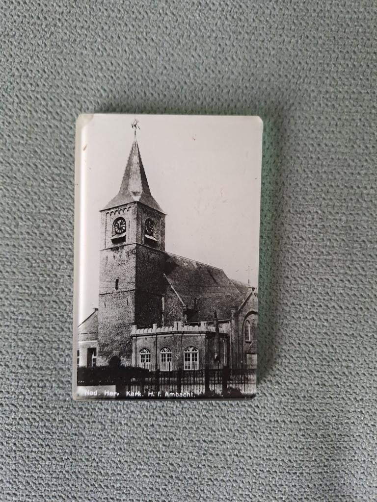Antiek Spiegeltje Dorpskerk H.I. Ambacht - 71x47mm, Ophalen of Verzenden, Voor 1920
