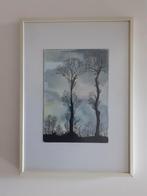 Aquarel tekening bomen in winter, Ophalen of Verzenden