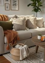 Sierkussens bogo 2 stuks kussens bank beige taupe, Ophalen of Verzenden, Zo goed als nieuw, Beige, Vierkant