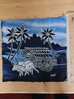 Batik Schilderij 30x30cm Borobudur Indonesië, Antiek en Kunst, Ophalen of Verzenden