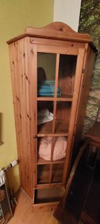 Driehoekige houten vitrinekast, kast, 60x60 cm, Huis en Inrichting, Kasten | Vitrinekasten, Ophalen, Kunststof, Gebruikt, 50 tot 100 cm