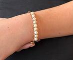 Fraaie 14k gouden luxe slaven armband parels dame vintage, Voordeelsieraden, Verzenden, Zo goed als nieuw, Met edelsteen