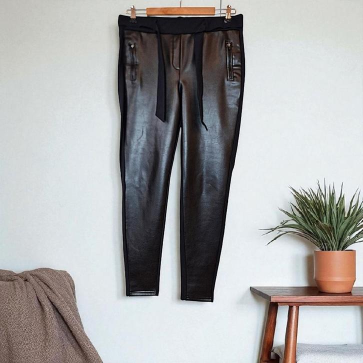 STUDIO ANNELOES MARGOT leather trousers zwart mt XXL, Kleding | Dames, Broeken en Pantalons, Nieuw, Maat 46/48 (XL) of groter