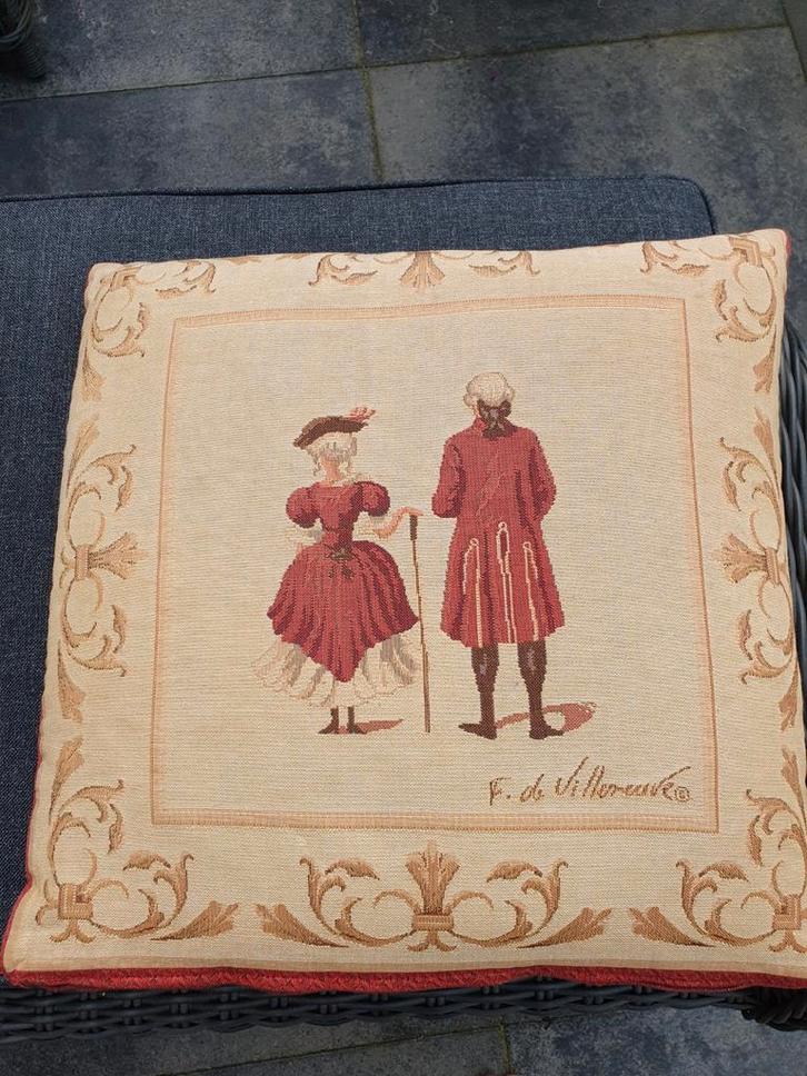 Kussens F de Villeneuve Jacquard 4st, Antiek en Kunst, Antiek | Kleden en Textiel, Ophalen of Verzenden