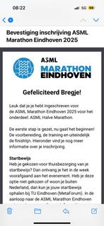 Ticket halve marathon Eindhoven, Tickets en Kaartjes, Kortingen en Cadeaubonnen, Eén persoon, Overige soorten, Overige typen