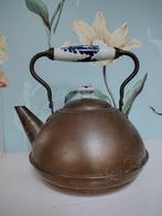 antieke koperen ketel met delfts blauw handvat, Antiek en Kunst, Antiek | Koper en Brons, Ophalen, Koper