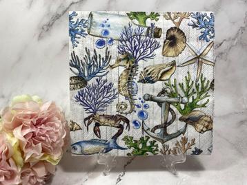 Knutsel servet zeepaard koraal onderwater decoupage nr 564   beschikbaar voor biedingen