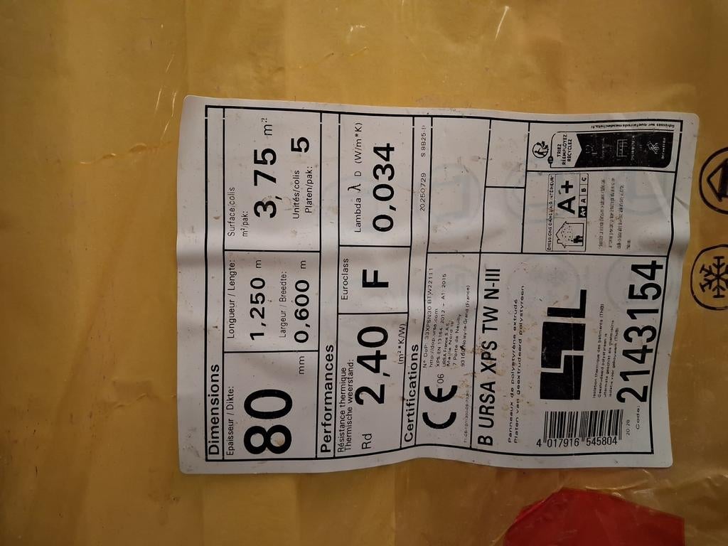 Isolatiei, Ophalen of Verzenden, Zo goed als nieuw, Hardschuim (Pir), 15 m² of meer