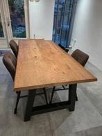 Eikenhouten Eettafel boomstamlook industrieel landelijk, Huis en Inrichting, Ophalen, Gebruikt, Eikenhout, 200 cm of meer