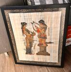 Ingelijst Egyptisch tafereeltje / perkament tekening, Overige materialen, Minder dan 50 cm, Ophalen of Verzenden, Zo goed als nieuw
