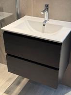 Showroom badkamermeubel Donkereiken/Zwart 60cm + led spiegel, Ophalen, Nieuw, 50 tot 100 cm, Minder dan 100 cm