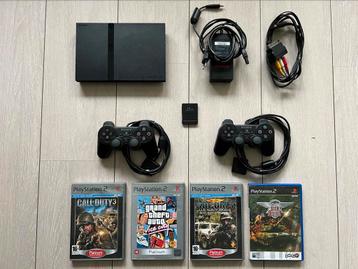 Playstation 2 Slim - set #4 - Nieuw - Zwart - 2 Controllers