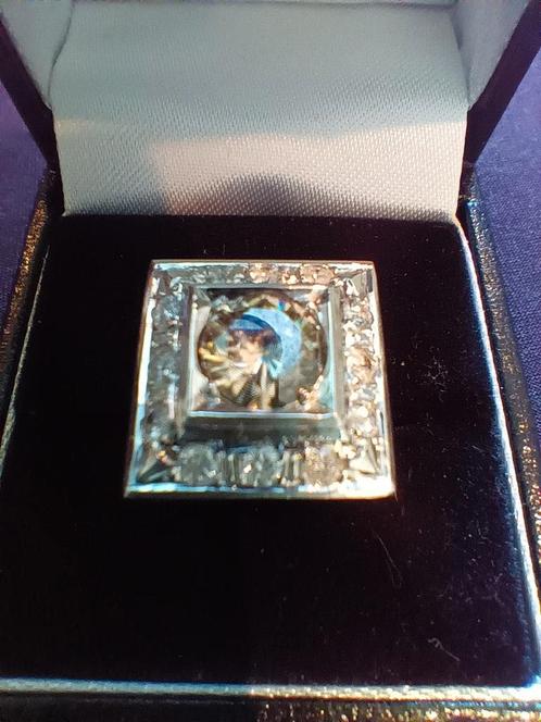 Art Deco wit gouden ring 18kt-centrale fancy cognac briljant, Sieraden, Tassen en Uiterlijk, Edelstenen, Zo goed als nieuw, Ophalen of Verzenden