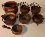 7 Antieke vintage koperen kolenpotten., Antiek en Kunst, Antiek | Koper en Brons, Ophalen