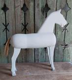 Houten paard / oud / witgrijs / brocante, Verzenden