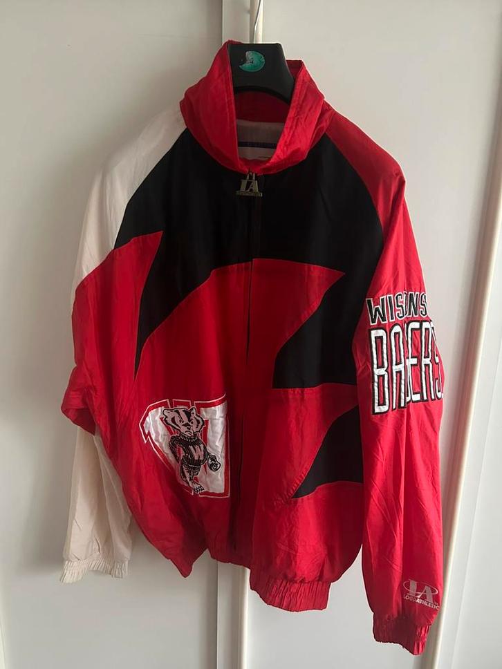 Vintage Wisconsin Badgers jas jacket varsity windbreaker 90s, Kleding | Heren, Sportkleding, Zo goed als nieuw, Overige typen