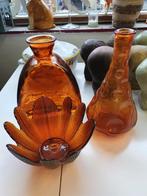 Oranje-bruin glazen vazen set, Oranje, Ophalen of Verzenden, Minder dan 50 cm, Glas