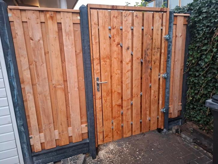 Houten poorten enkel of dubbel, maatwerk mogelijk., Tuin en Terras, Tuinpoorten, Nieuw, Draaipoort, Hout, 150 tot 200 cm, 200 cm of meer