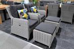 Madrid Verstelbare Loungeset 2 Lounge Tuinstoelen met Hocker, 2 zitplaatsen, Nieuw, Ophalen of Verzenden, Loungeset