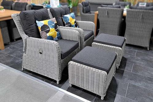 Madrid Verstelbare Loungeset 2 Lounge Tuinstoelen met Hocker, Tuin en Terras, Tuinsets en Loungesets, Nieuw, Loungeset, Wicker