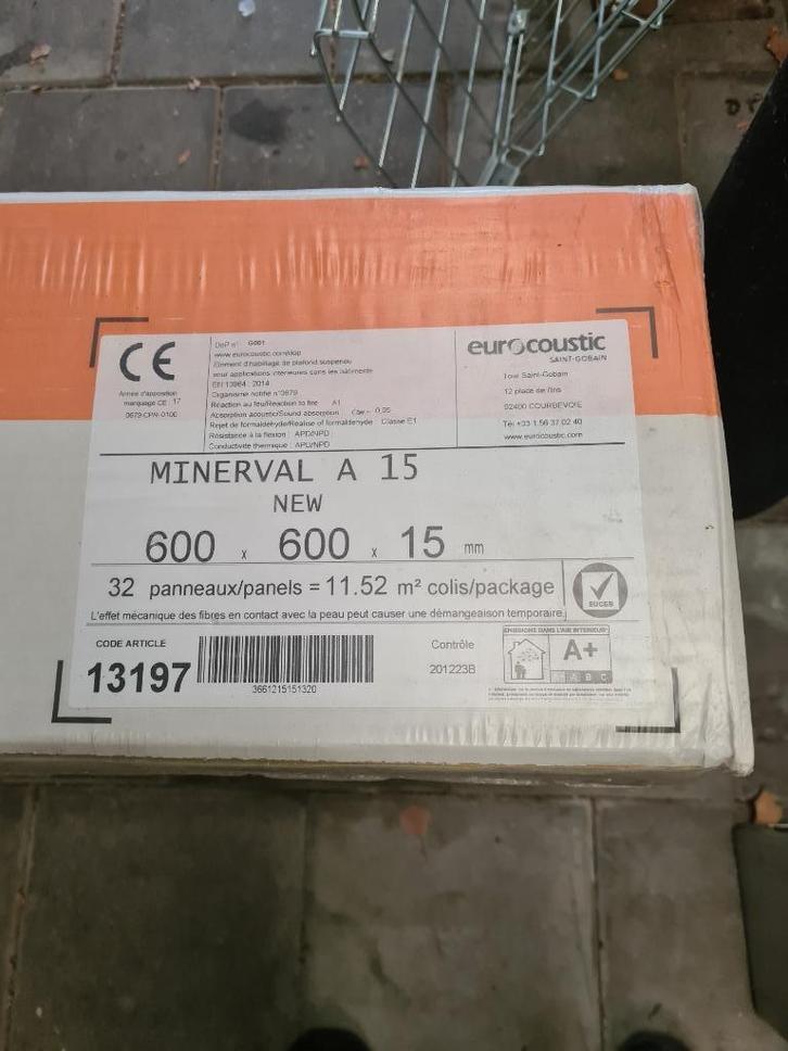 Minerval systeemplafond platen nieuw 60x60 wit acoustic, Doe-het-zelf en Verbouw, Platen en Panelen, Nieuw, Ophalen of Verzenden