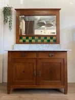 Antieke Jugendstil was-/kaptafel met groen/gele tegeltjes, Ophalen