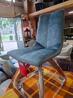4 Nieuwe Stoelen,  met rvs spin frame, blauw + grijsblauw, Ophalen, Blauw, Nieuw, Metaal