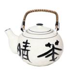 Theepot Oosters design - Chinees/Japans met bamboe handvat, Antiek en Kunst, Antiek | Servies los, Ophalen of Verzenden