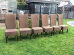 6 originele Loyd Loom stoelen donker bruin, Ophalen, Gebruikt, Bruin