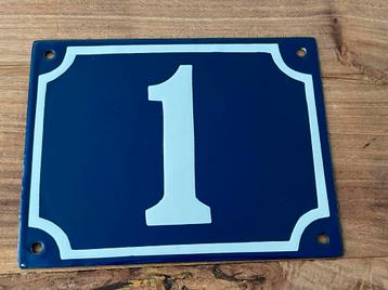 Emaille Huisnummerbord Nummer 1 beschikbaar voor biedingen