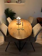 Ovale eettafel 180 cm met zwarte poten, Huis en Inrichting, Tafels | Eettafels, Ophalen, Eikenhout, 150 tot 200 cm, Zo goed als nieuw