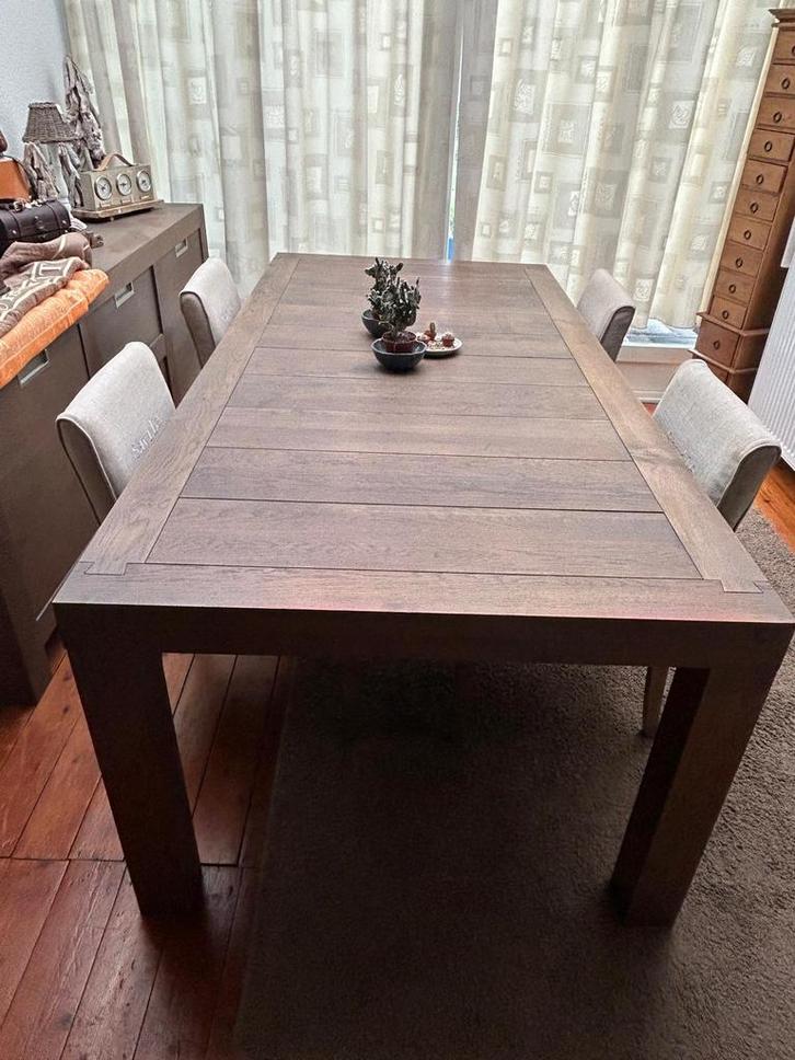 Complete eetkamerset – tafel + 4 Rivièra Maison stoelen, Huis en Inrichting, Complete eetkamers, Zo goed als nieuw, Ophalen