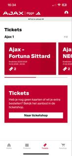 Ajax - Fortuna 2 tickets vak 1e ring rij3, Twee personen