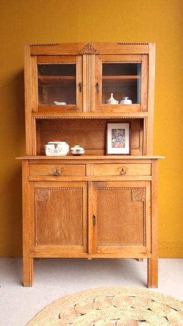 Brocante vintage landelijke eikenhouten buffetkast, kast beschikbaar voor biedingen