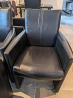 6 Lederen Eetkamerstoelen met Armleuning, Huis en Inrichting, Stoelen, Ophalen, Gebruikt, Zwart, Kuipstoelen