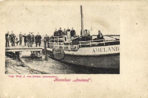 Motorboot Ameland - B-keus - 1907 gelopen, Verzamelen, Ansichtkaarten | Nederland, Gelopen, Waddeneilanden, Voor 1920, Ophalen of Verzenden