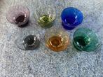 antieke glazen kommetjes, schaaltjes, dun glas, 6 kleuren, Antiek en Kunst, Verzenden