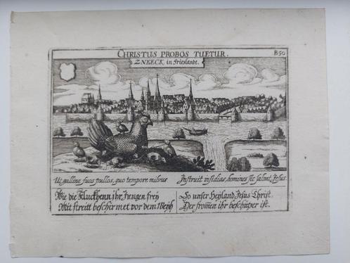 6 / Sneeck - Sneek in Friesland - Kopergravure uit 1623, Antiek en Kunst, Kunst | Etsen en Gravures, Ophalen of Verzenden