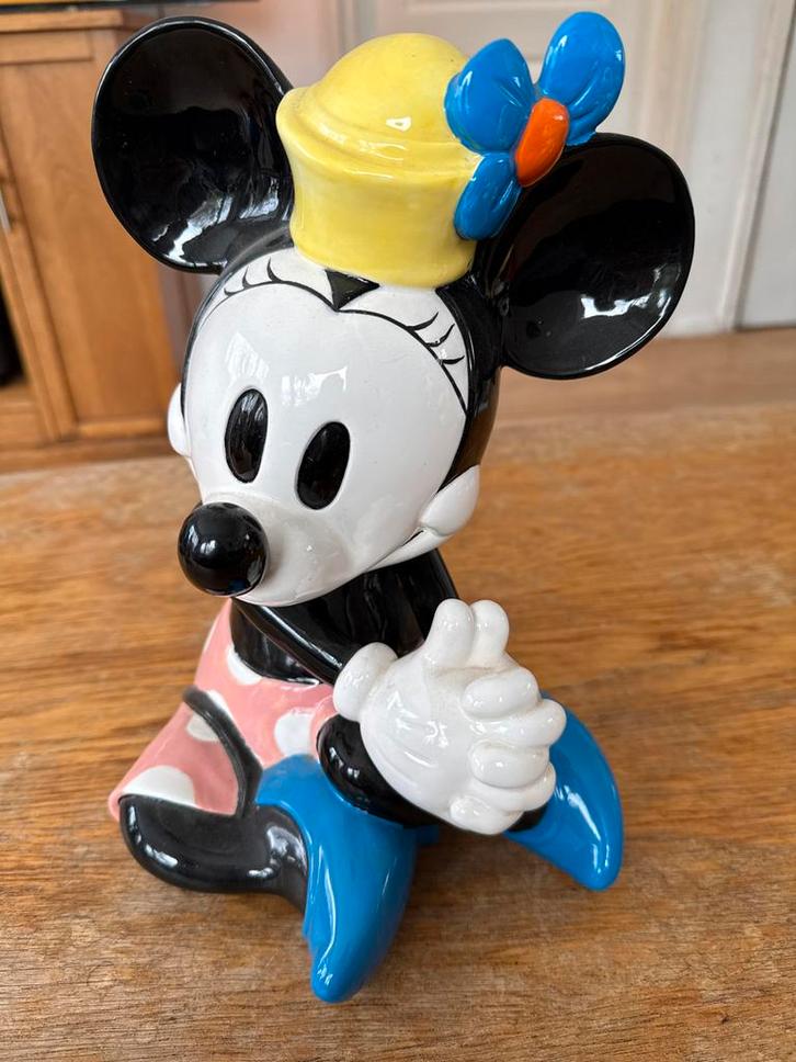 Vintage Mini Mouse speeldoos, keramiek beeld, disney, Verzamelen, Disney, Zo goed als nieuw, Beeldje of Figuurtje, Mickey Mouse