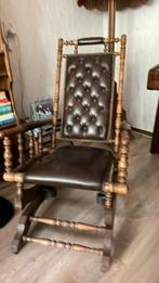 Prachtige schommelstoel met leren bekleding, Antiek en Kunst, Antiek | Meubels | Stoelen en Banken, Ophalen