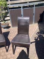 6 bruine leren eetkamerstoelen, Huis en Inrichting, Stoelen, Ophalen, Gebruikt, Bruin, Leer