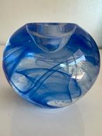 Design Kosta Boda ‘Blue Moon’ Swirl Waxinehouder Glas Ehrner, Ophalen of Verzenden