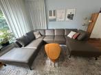 Grote lederen u-bank taupe, Huis en Inrichting, Banken | Bankstellen, Ophalen, 300 cm of meer, Zo goed als nieuw, Modern