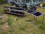 Mooie tv tafel met twee bijzet tafels, Ophalen, Glas, 150 tot 200 cm, Zo goed als nieuw