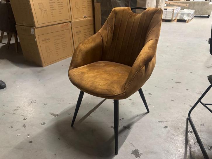 Opruiming! Eetkamerstoel Goldy Cognac | Laatste! | Nu 20,-, Huis en Inrichting, Stoelen, Nieuw, Eén, Hout, Metaal, Stof, Overige materialen
