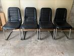 Vintage design buisframe stoelen skai kuipstoel zeventig, Vier, Gebruikt, Metaal, Zwart
