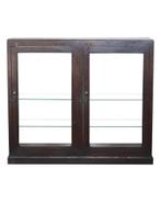 Antieke teakhouten toonbank met glazen leggers, Ophalen of Verzenden